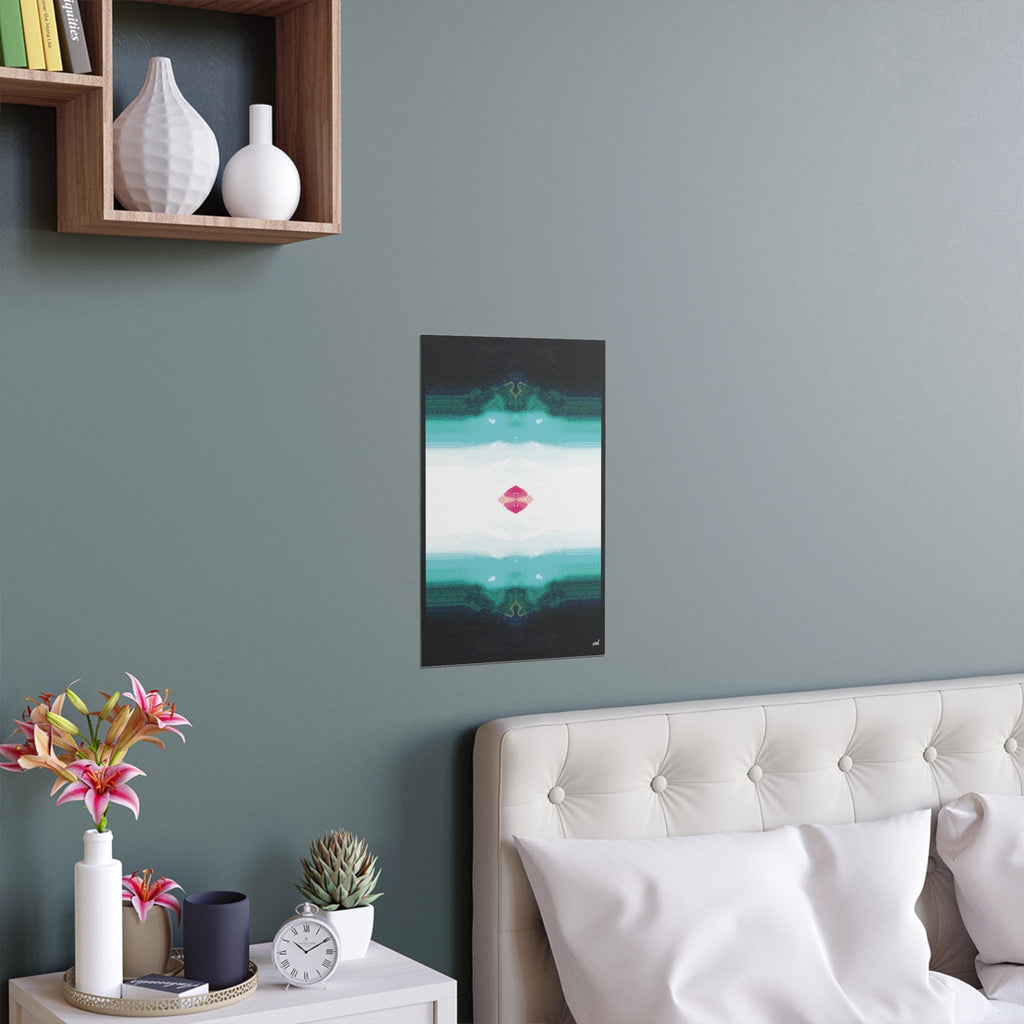 Abstract Teal Mirror Silk Poster