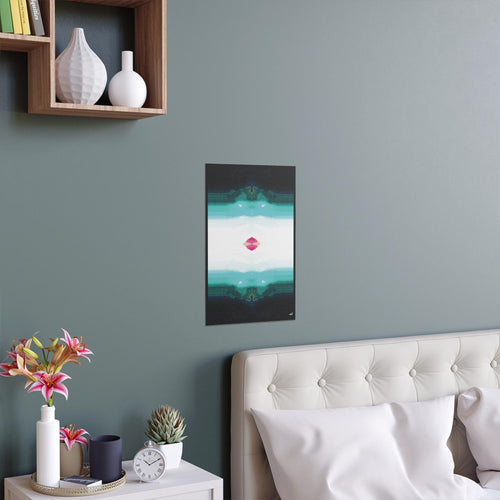 Abstract Teal Mirror Silk Poster
