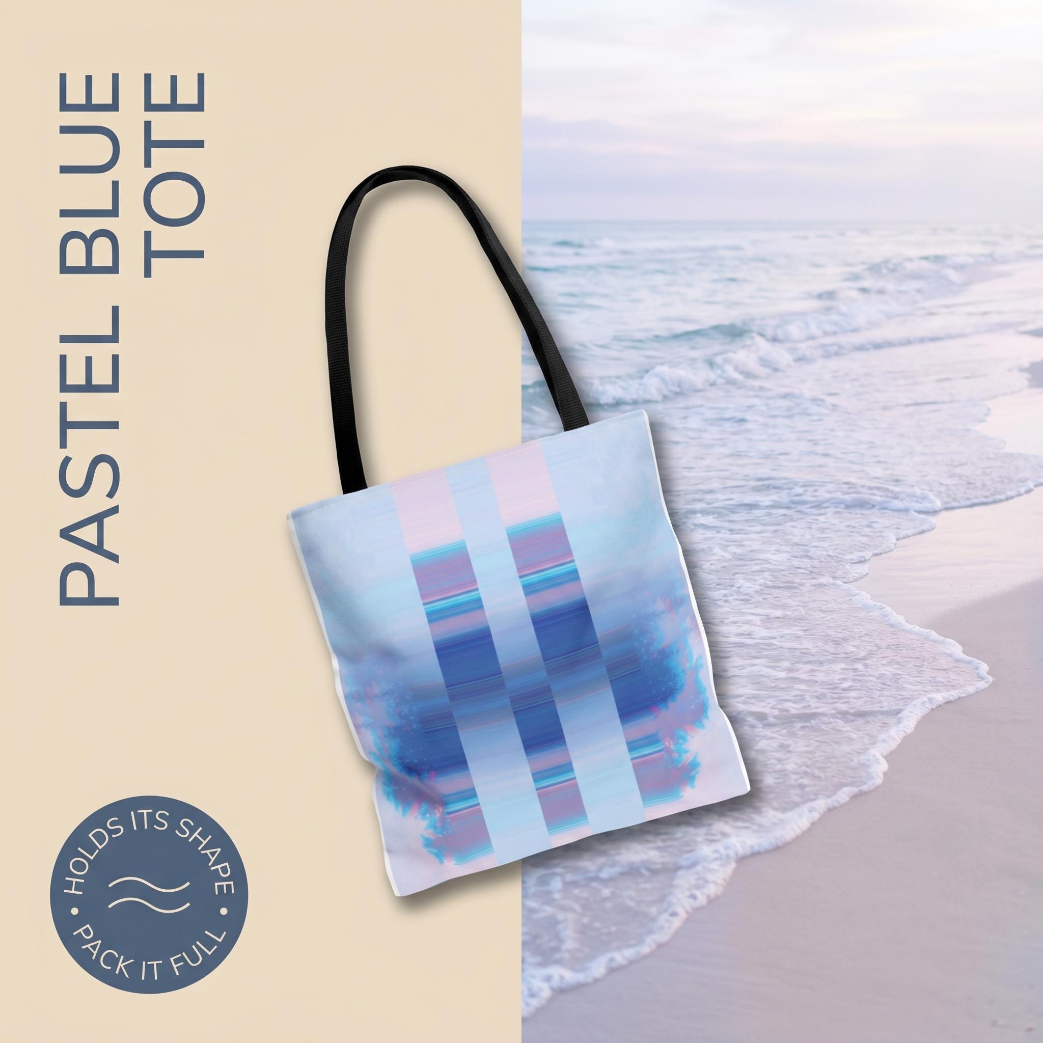 Pastel Blue Abstract Stripe Tote