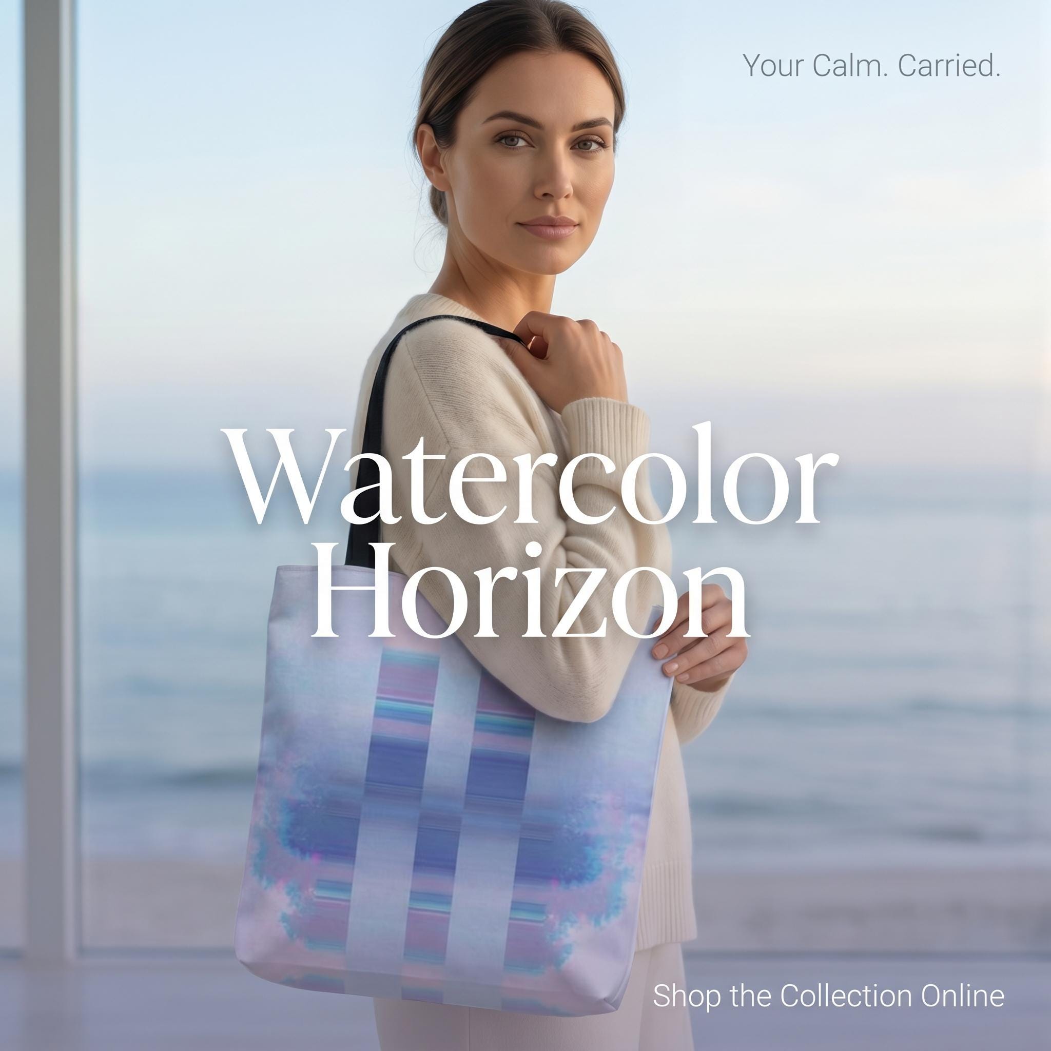 Pastel Blue Abstract Stripe Tote