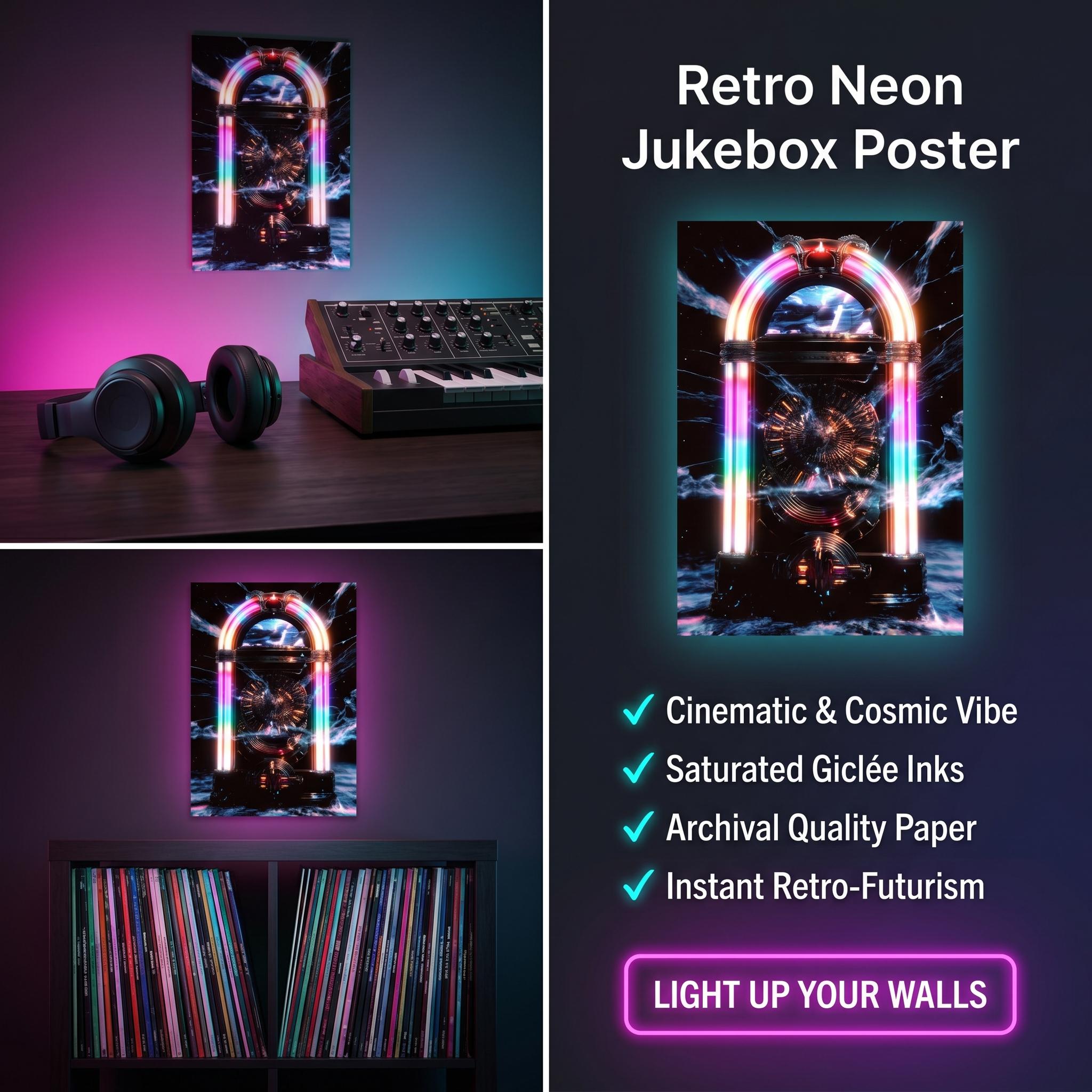 Retro Neon Jukebox Poster