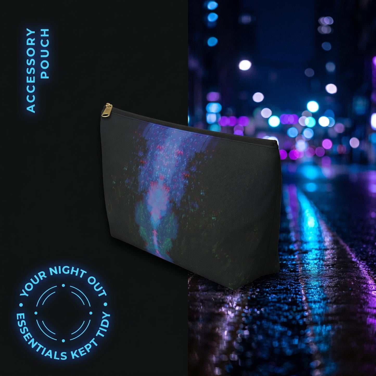 Abstract Blue Purple Accessory Pouch