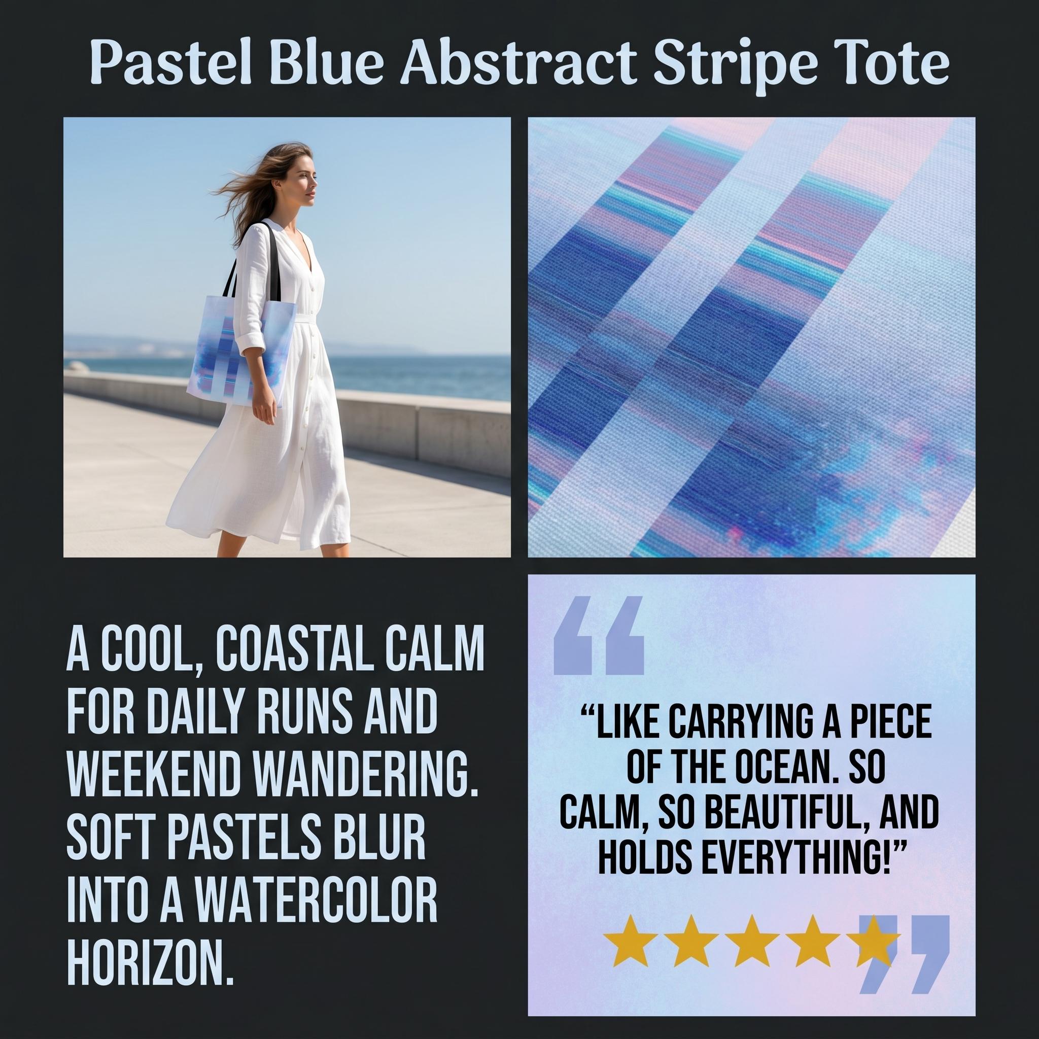 Pastel Blue Abstract Stripe Tote