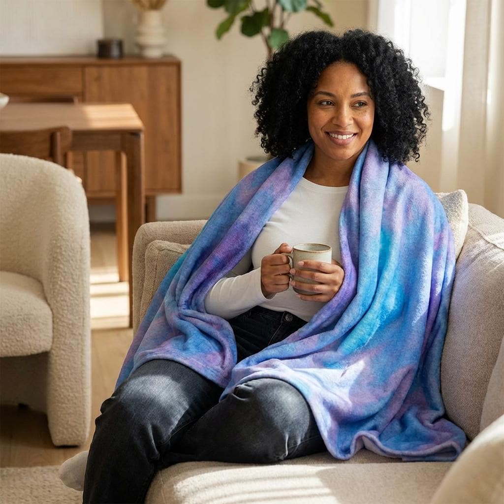 Blue Purple Aztec Throw