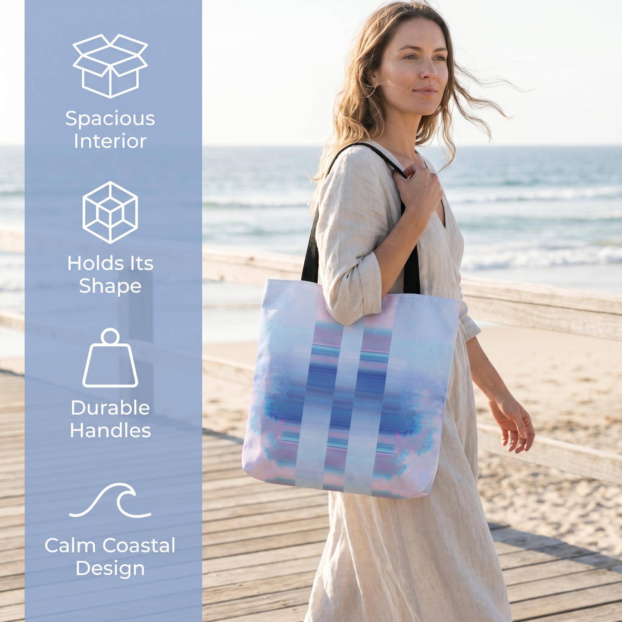 Pastel Blue Abstract Stripe Tote