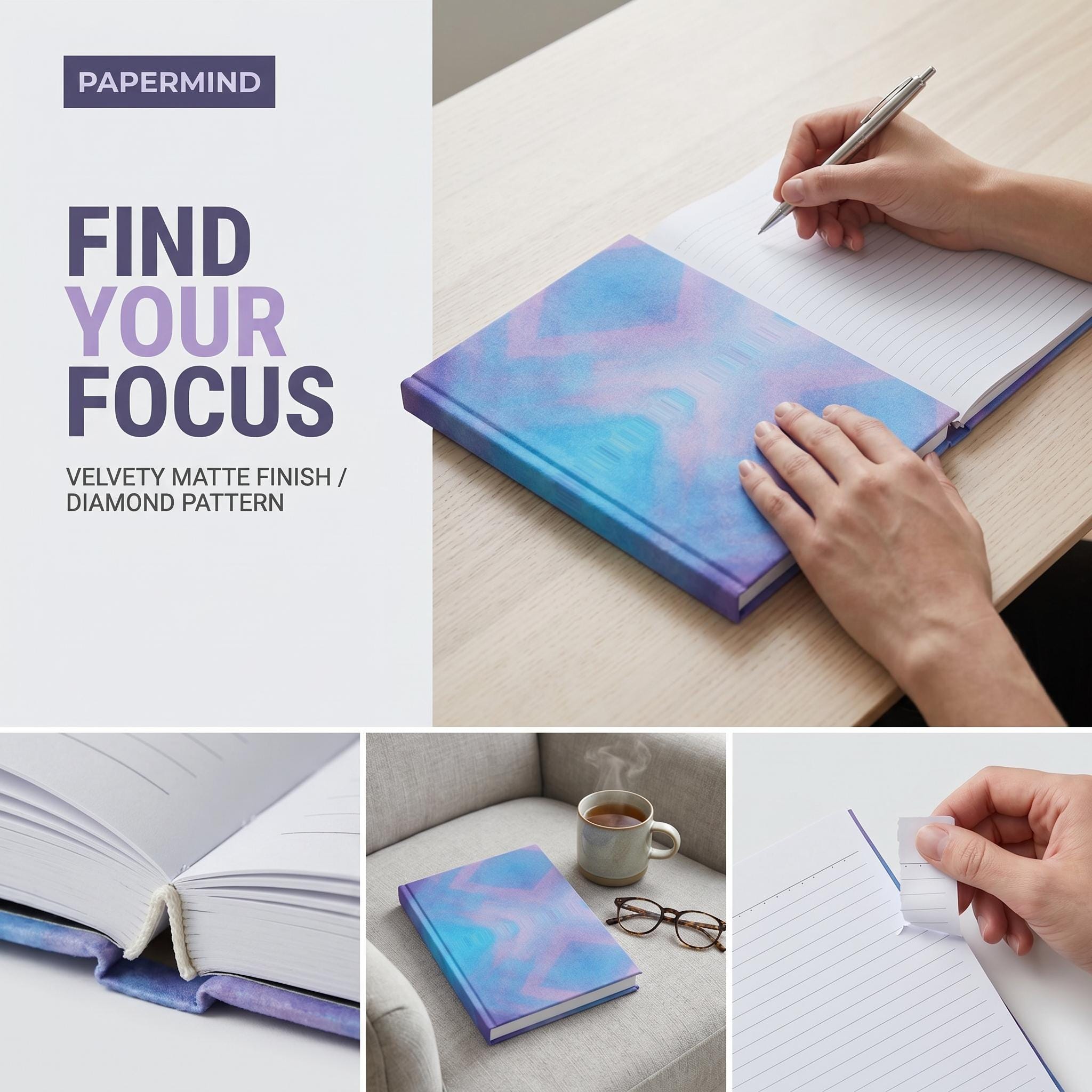 Purple Diamond Pattern Hardcover Notebook