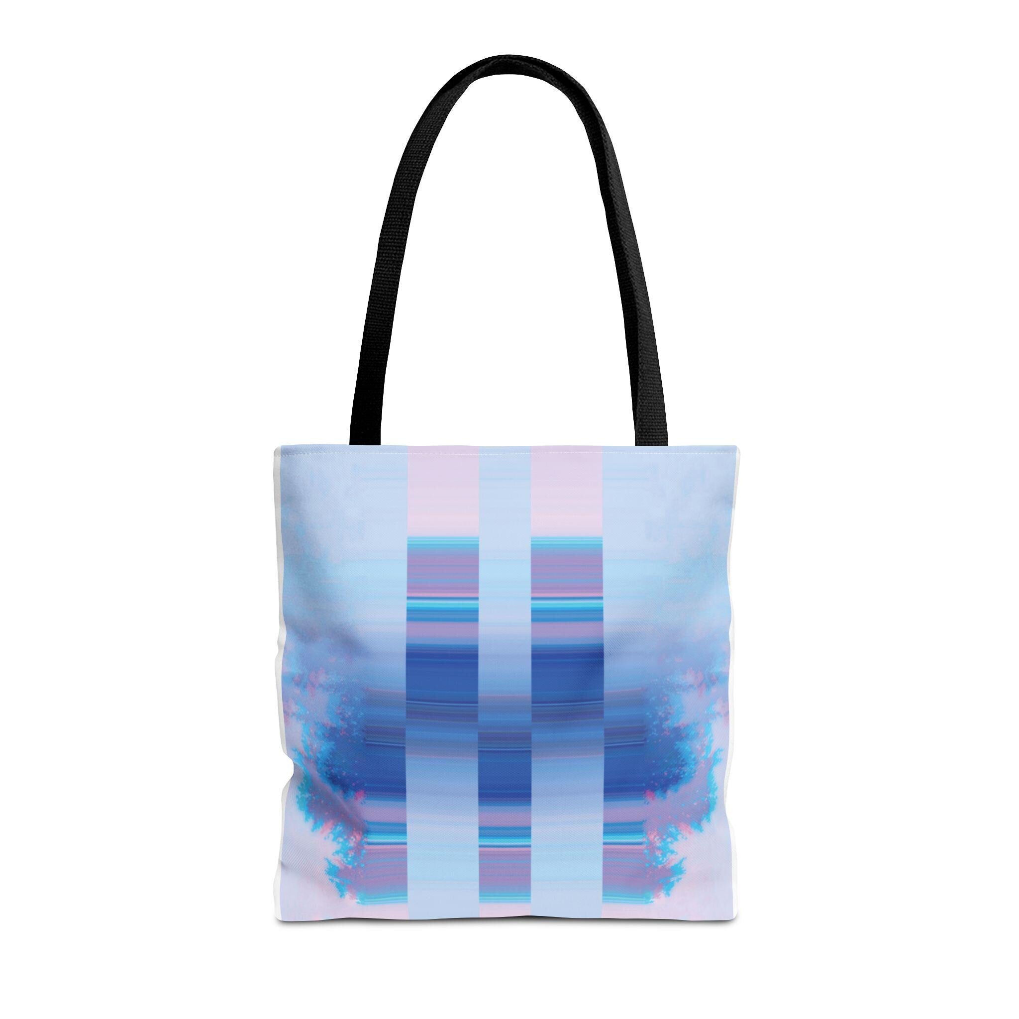 Pastel Blue Abstract Stripe Tote
