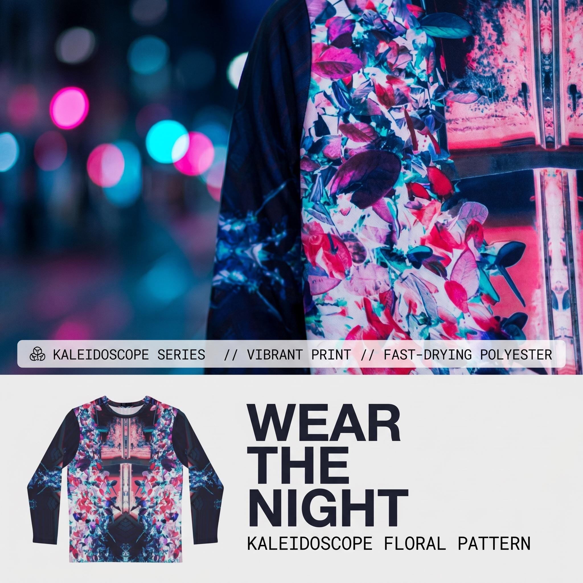 Kaleidoscope Floral Pattern Long Sleeve Shirt