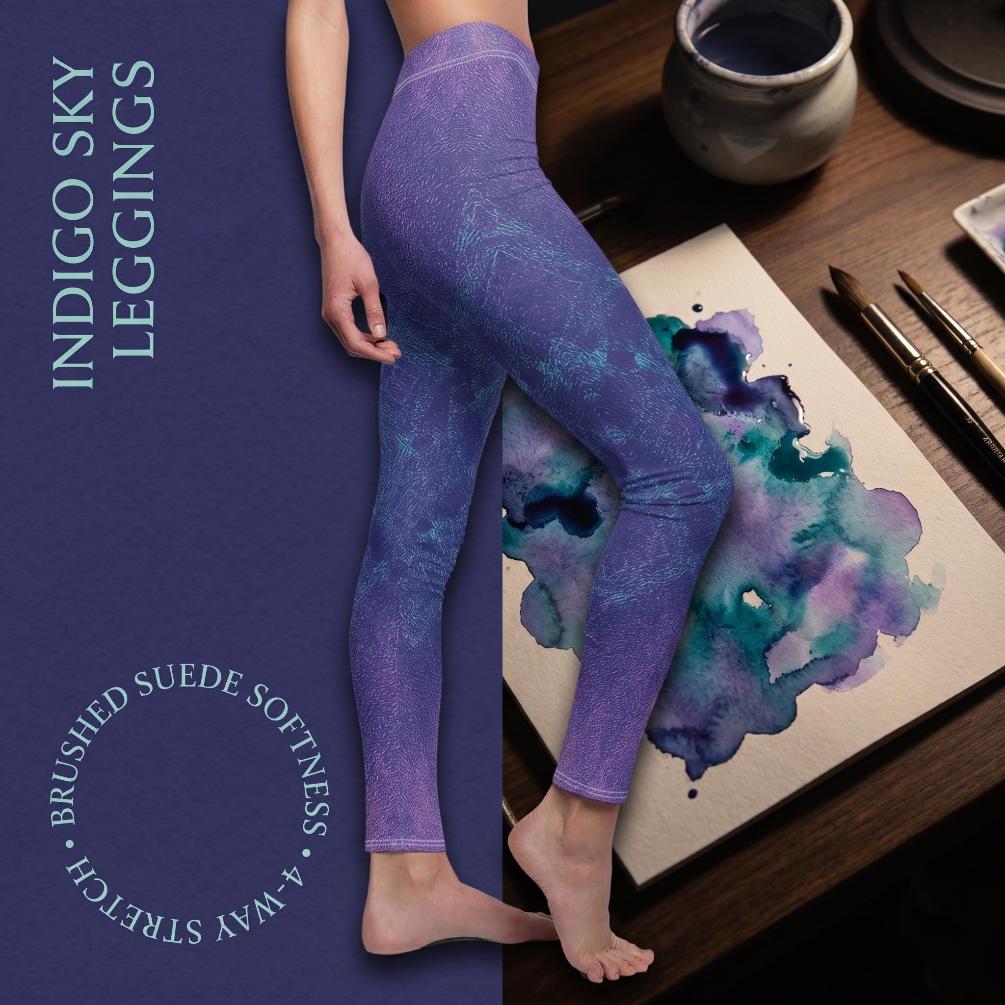 Indigo Teal Marble Pattern Leggings