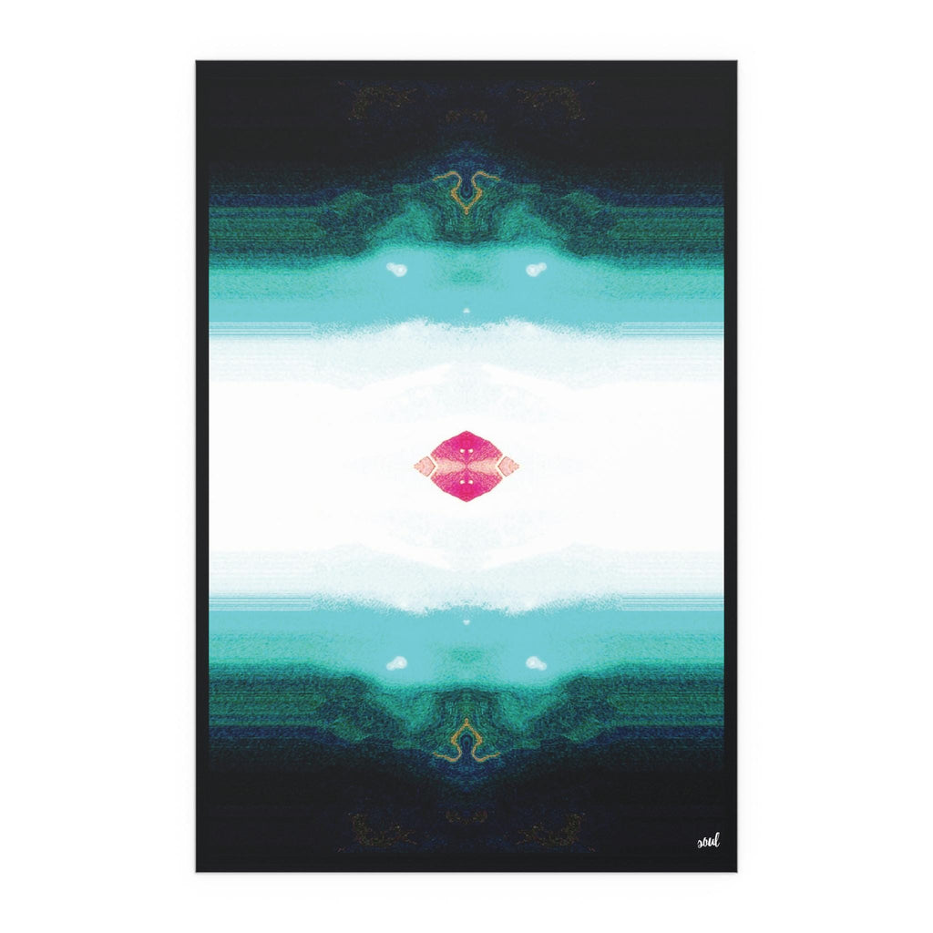 Abstract Teal Mirror Silk Poster