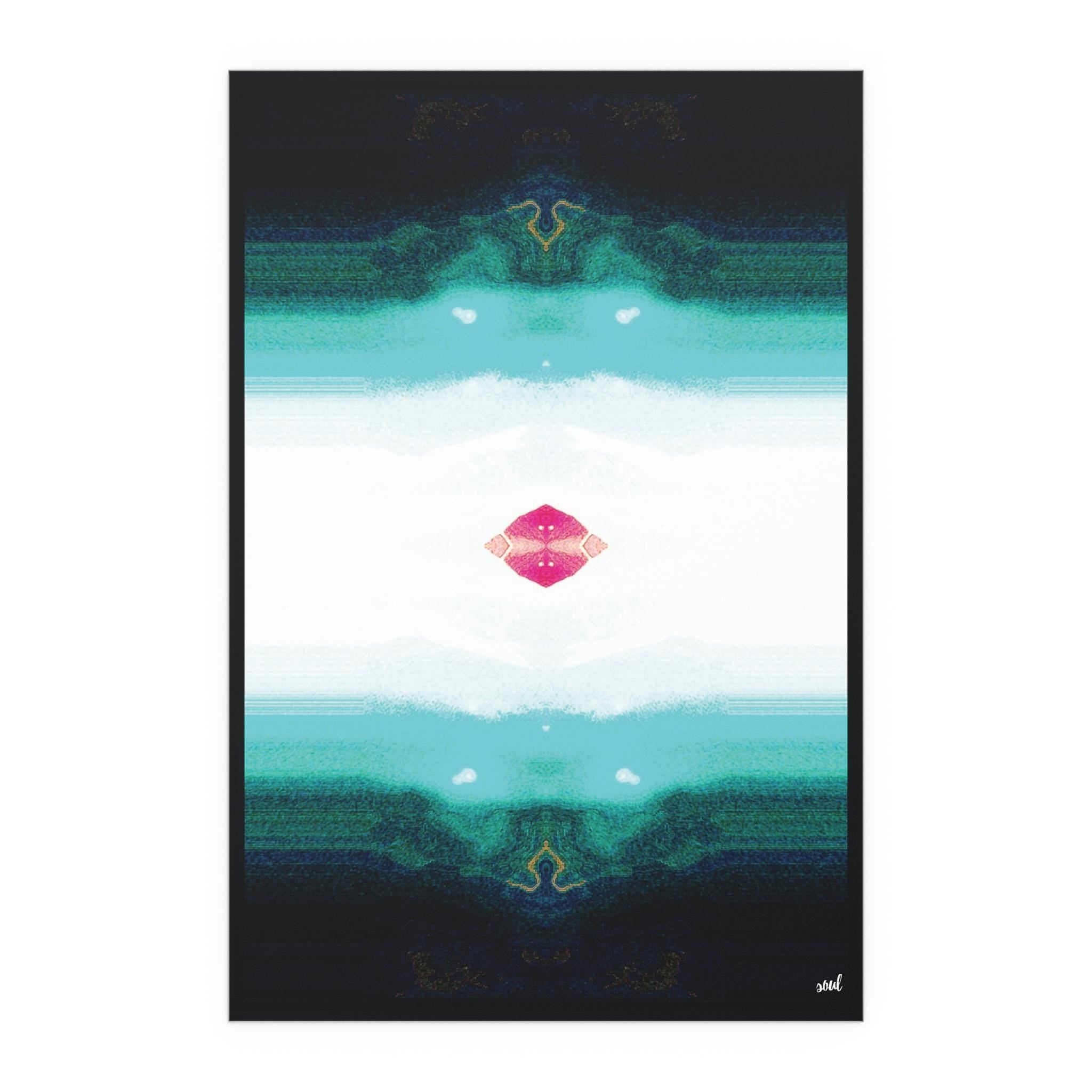 Abstract Teal Mirror Silk Poster