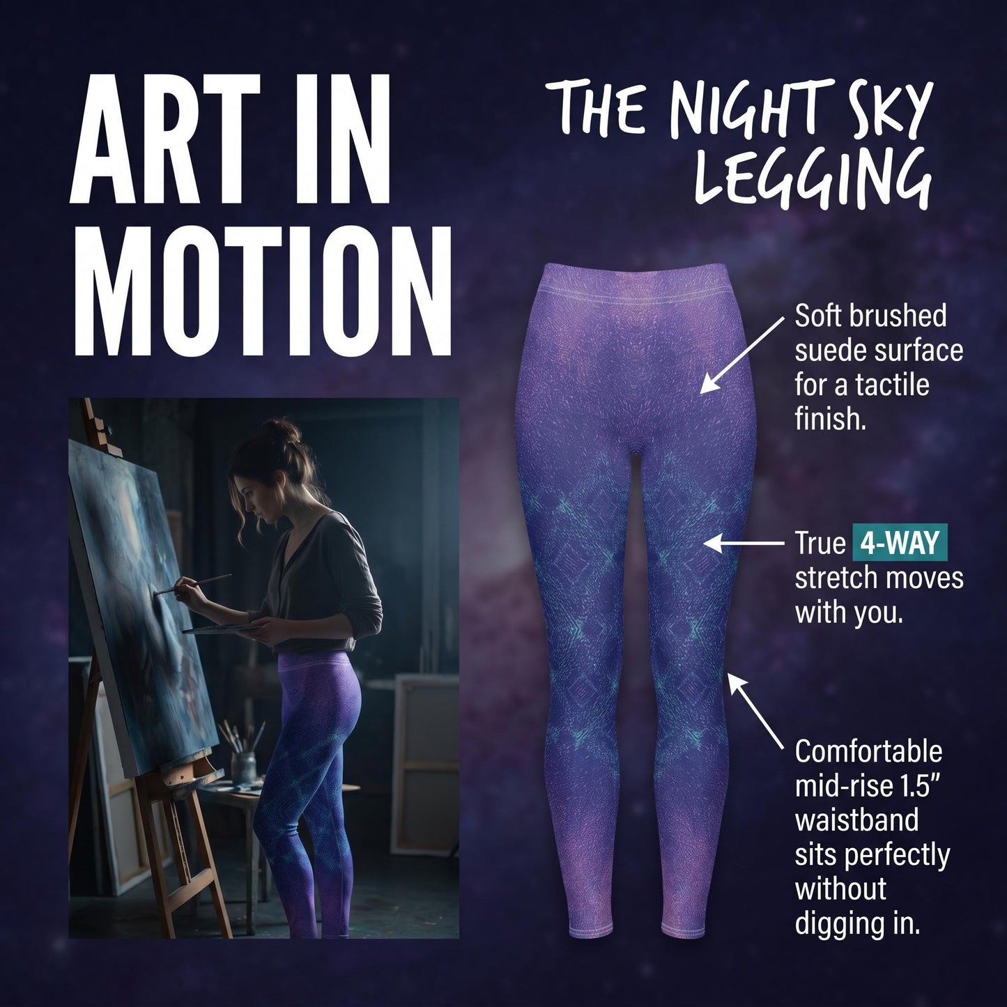 Indigo Teal Marble Pattern Leggings
