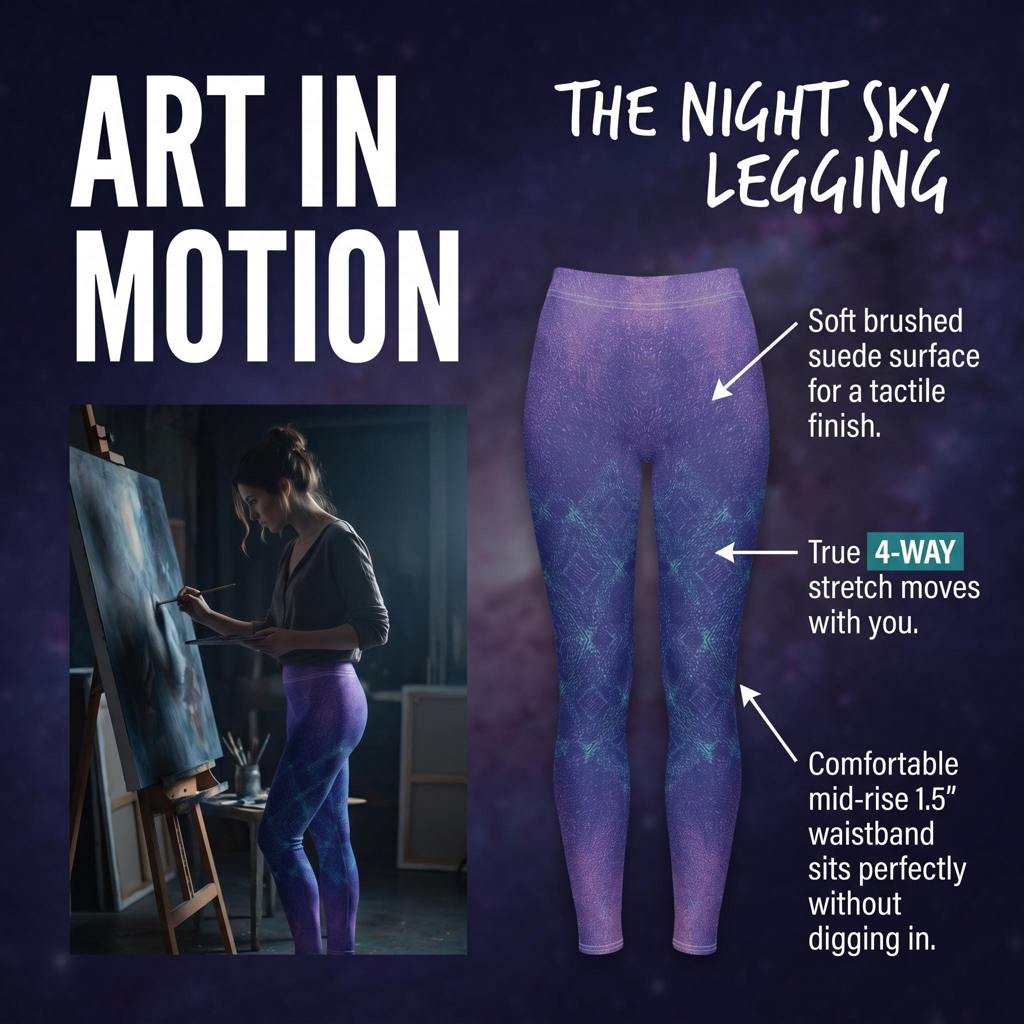Indigo Teal Marble Pattern Leggings