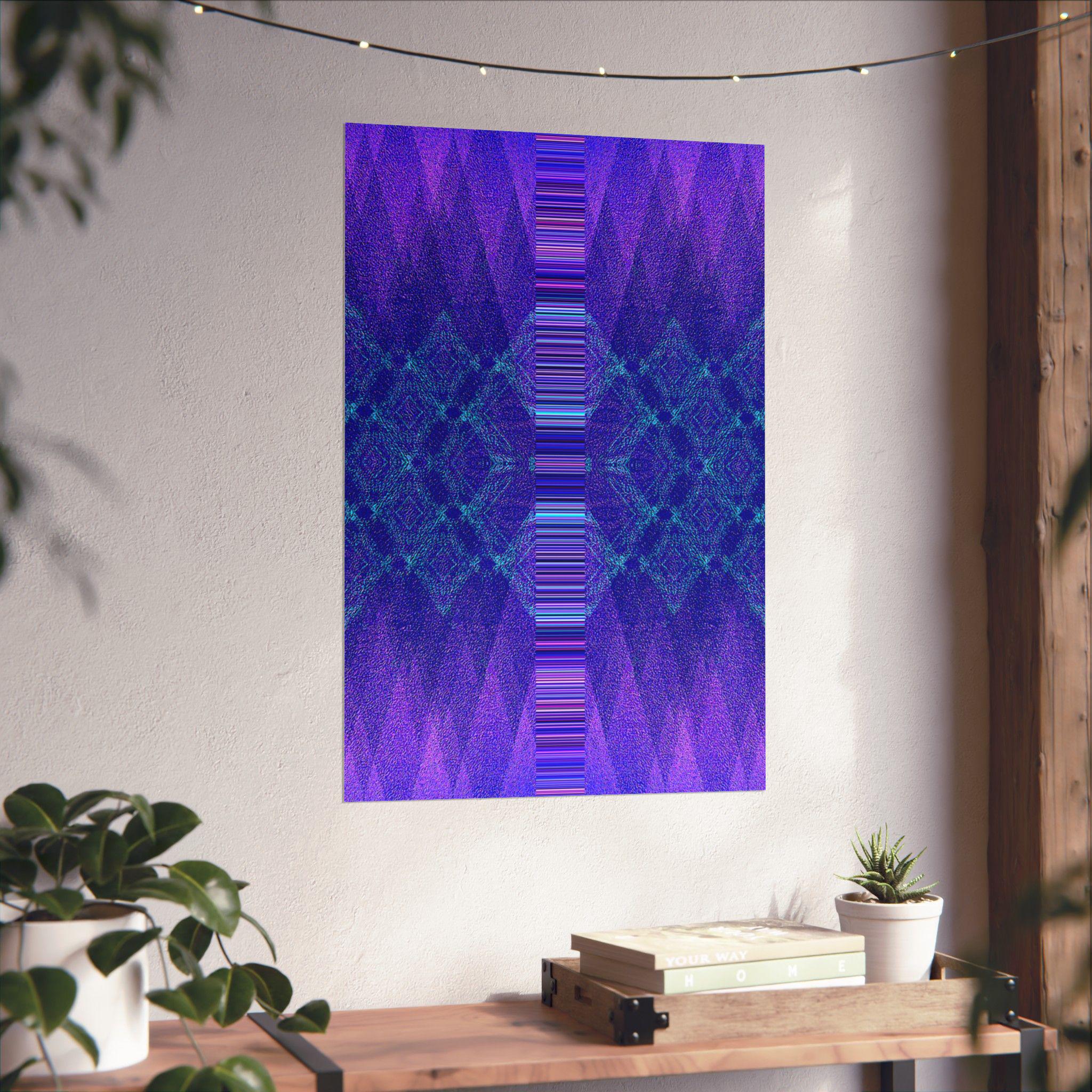 Purple Geometric Kaleidoscope Matte Vertical Poster | Abstract Pattern Wall Art