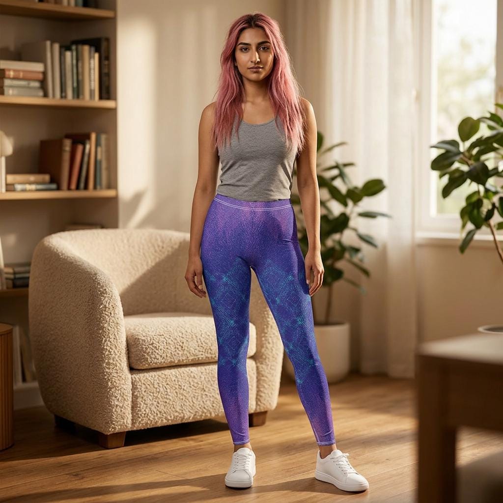 Indigo Teal Marble Pattern Leggings