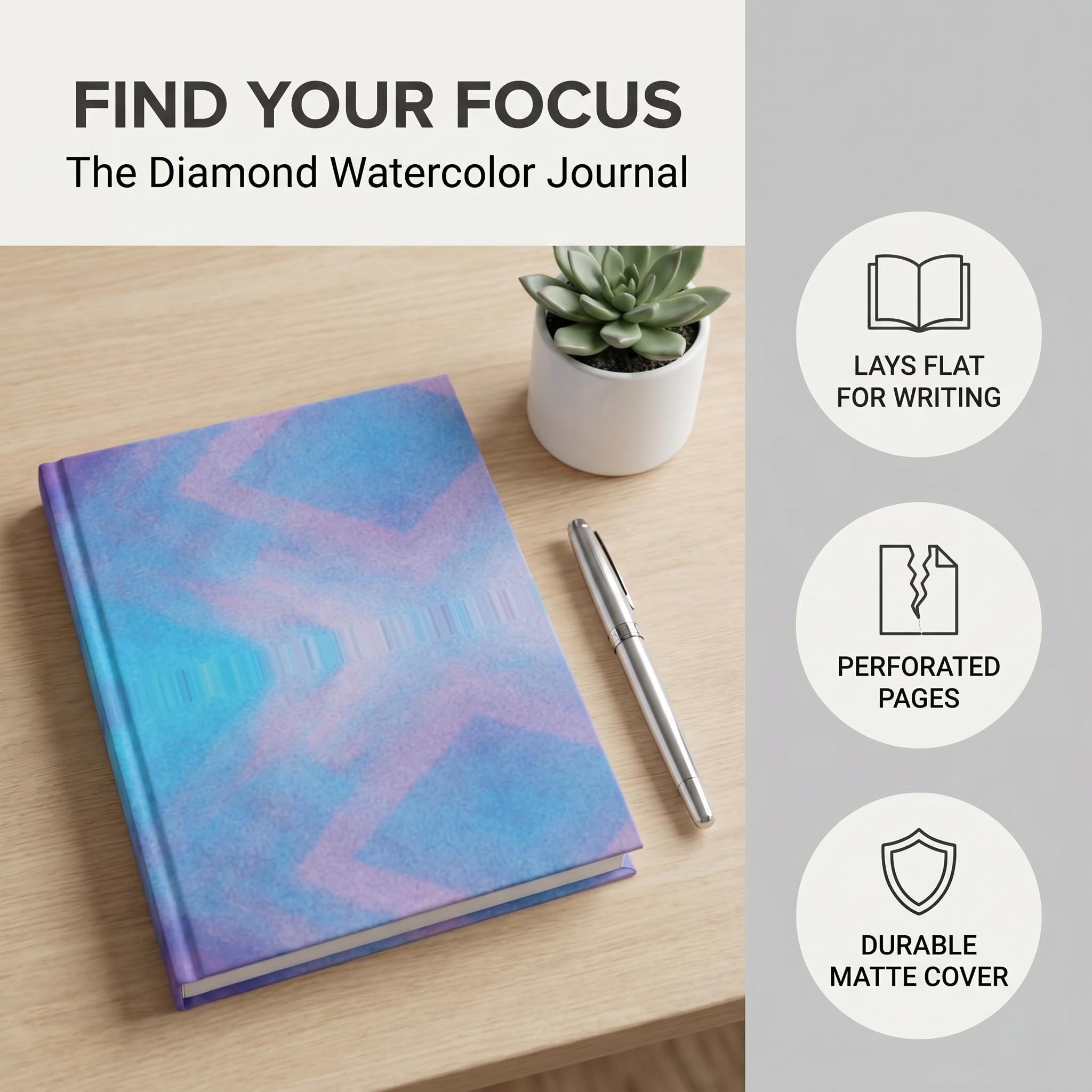 Purple Diamond Pattern Hardcover Notebook